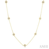 1/10 ctw Star Round Cut Diamond Station Necklace in 10K Yellow Gold